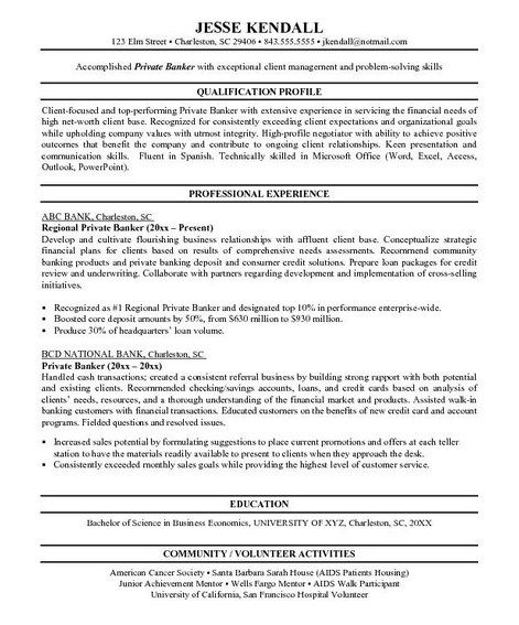 Professional Banking Resume Examples