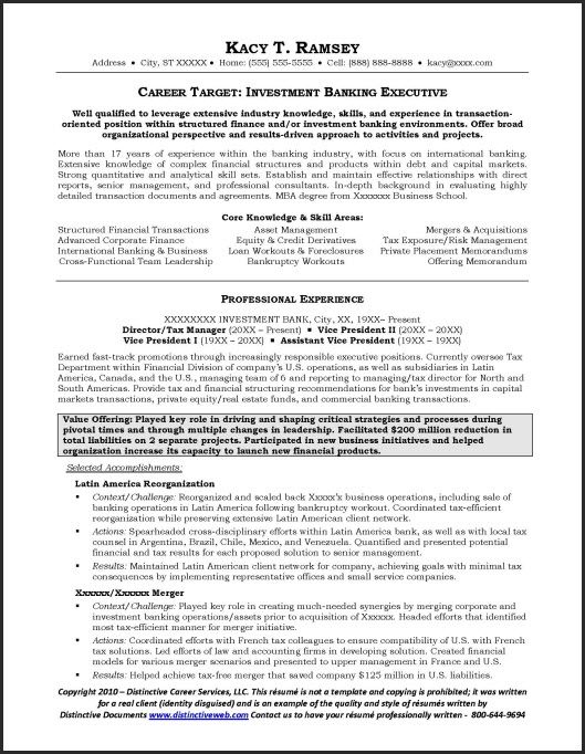Investment Banking Resume Examples