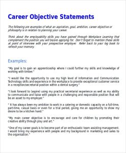 Examples Of Cv Objective Statements 20+ Resume Objective Examples for