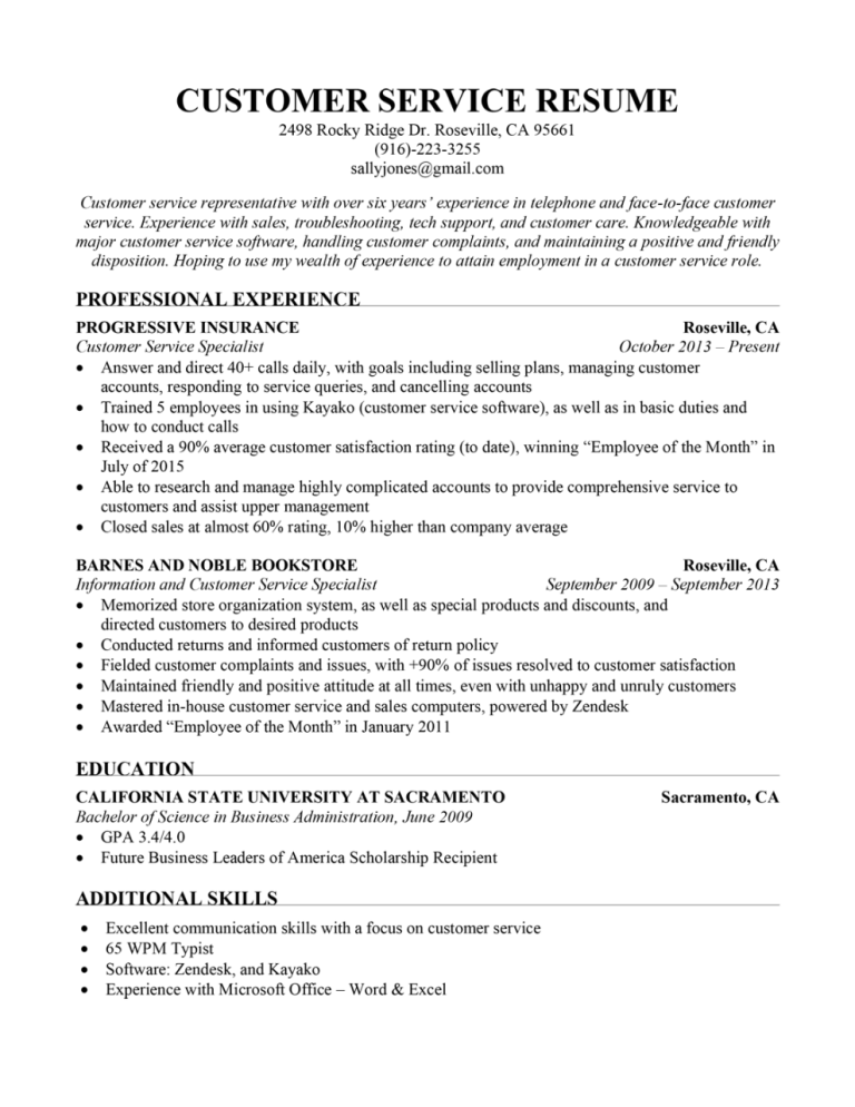 Incredible How To Write A Resume Summary For Customer Service References
