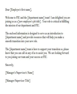 Letter of introduction new manager