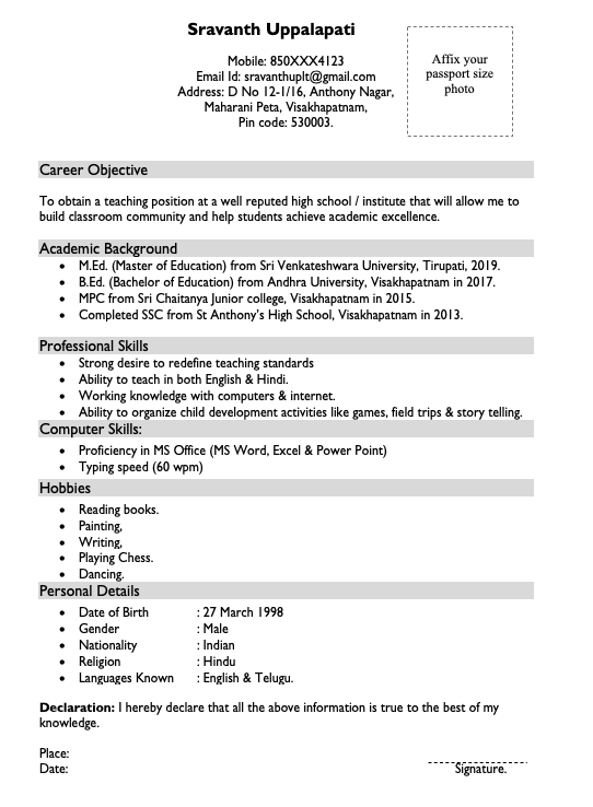 How To Write A Teaching Resume With No Experience