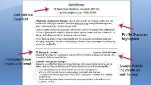 Good CV Example CV Template On Target Recruitment