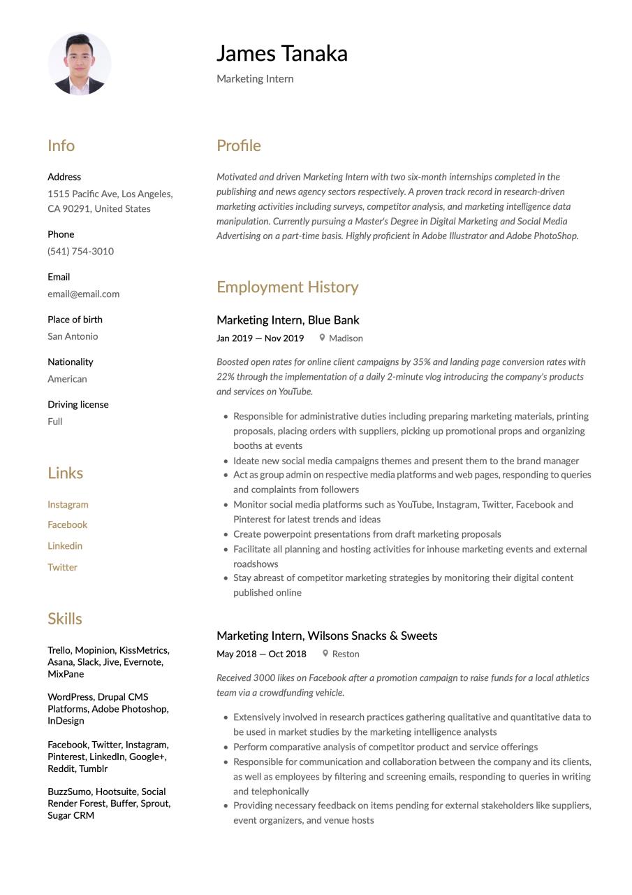Cool How To Make A Resume For Internship 2022