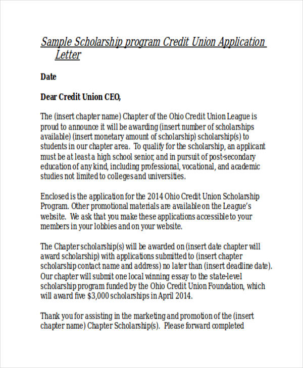 Sample Application Letter For Scholarship Grant Collection Letter
