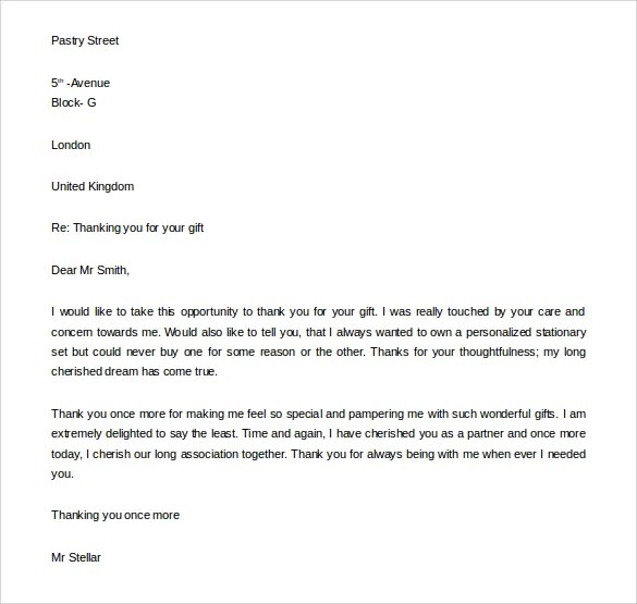 Thank You Letter for Gift 9+ Free Word, Excel, PDF Format Download