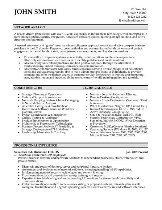 Operations Analyst Resume Description