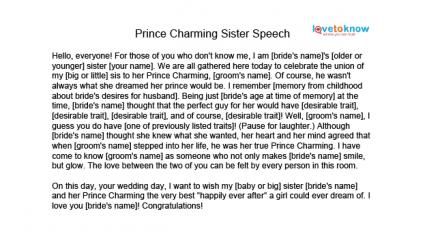 Maid Of Honor Speech Examples Sister