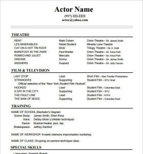 Acting Resume No Experience Template , How to Create a Good Acting
