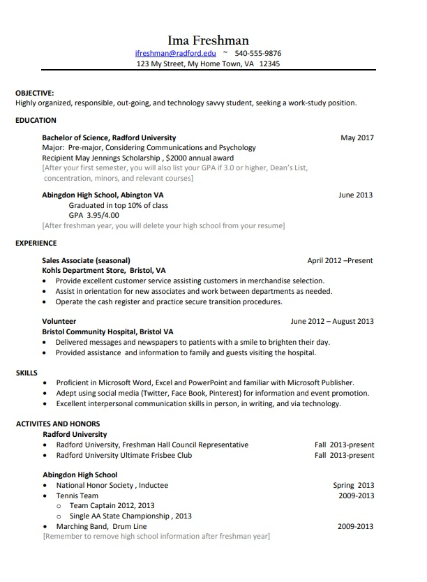 How To Make A Resume For First Job College Student