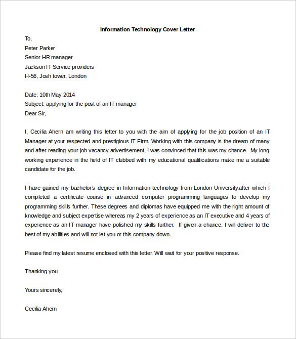 Cv Cover Letter Format Download