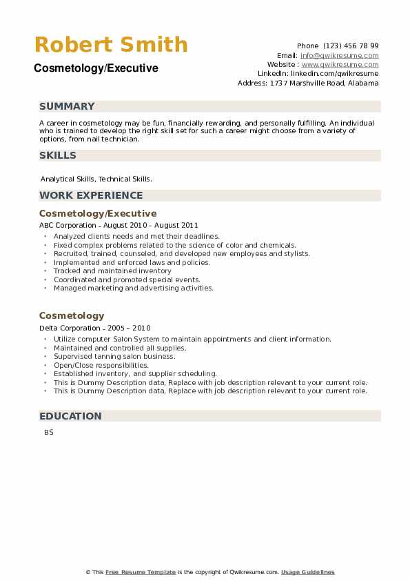 How To Make A Cosmetology Resume
