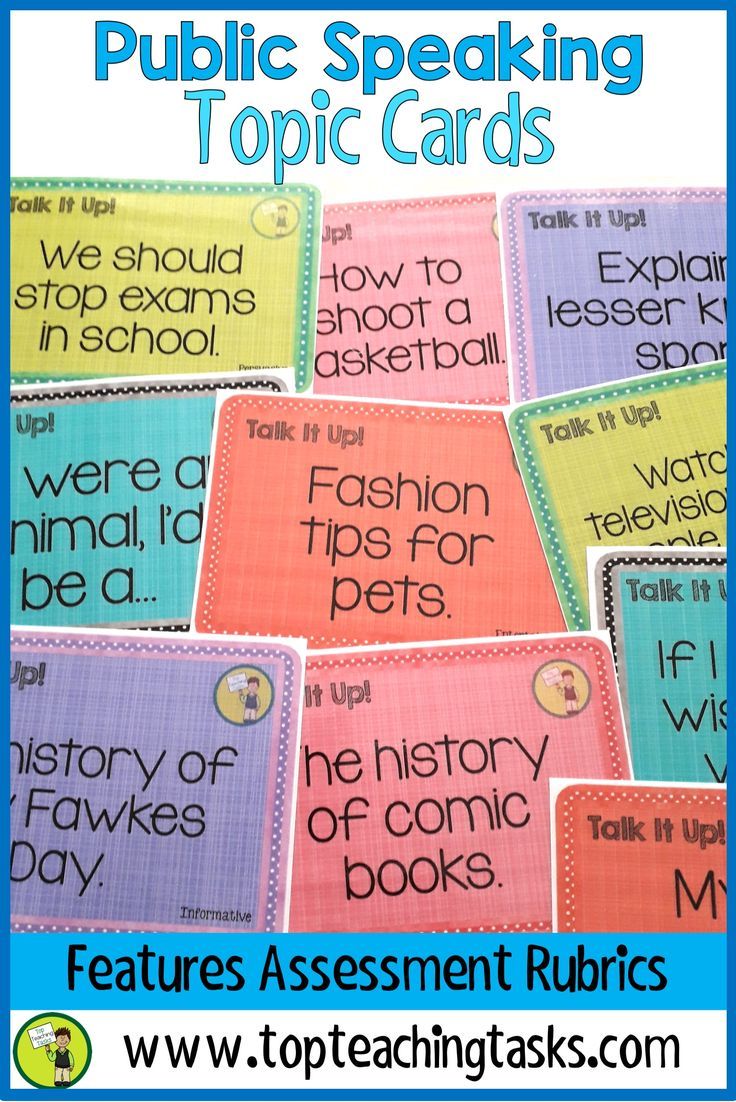 Speech Topic Cards Impromptu and Prepared. Your upper primary students will enjoy these 108 S