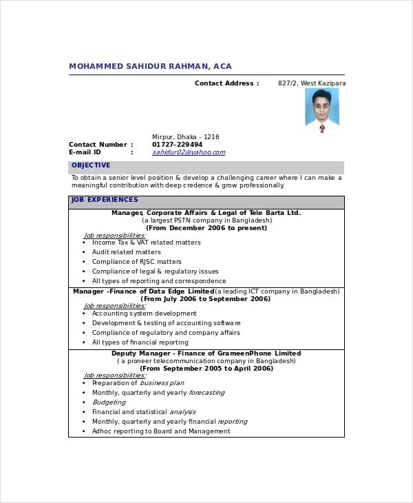 Accounting Resume Template Word