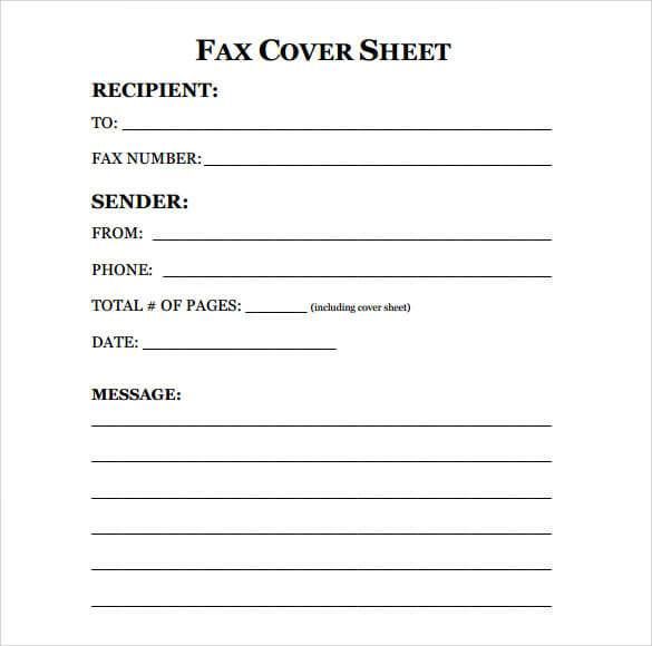 Cover Sheet Example For Fax