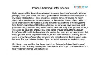 Maid Of Honor Speech Examples Sister In Law