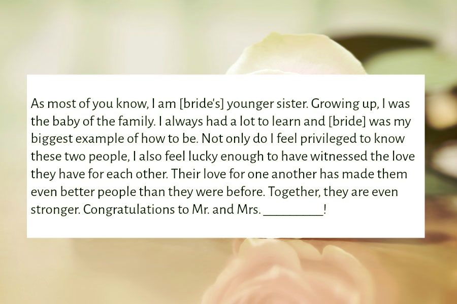 Sister Of The Bride Speech Examples