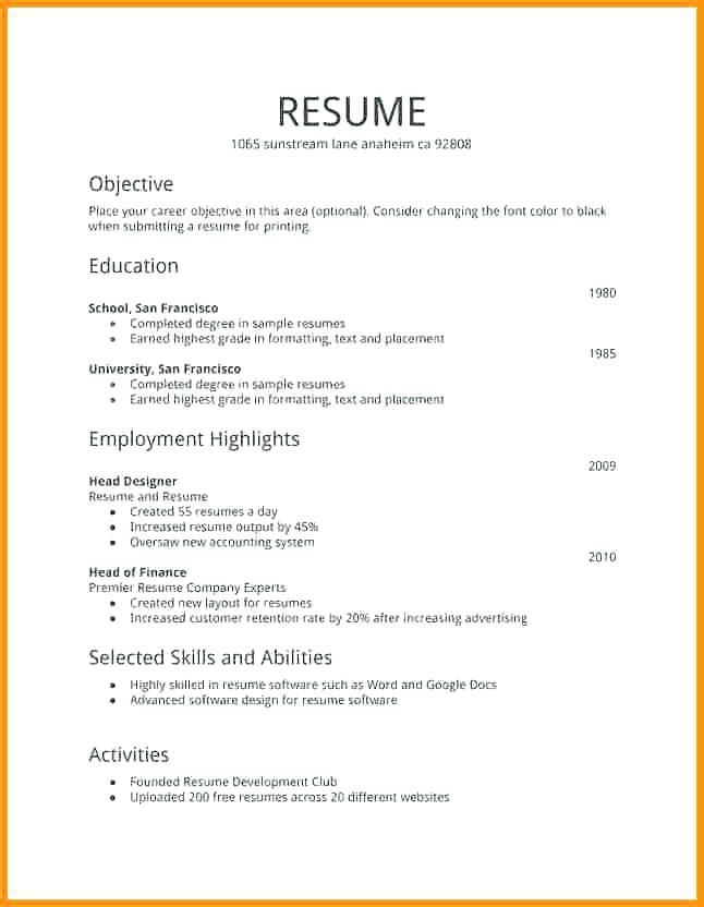 List Of Format To Make A Resume For First Job 2022