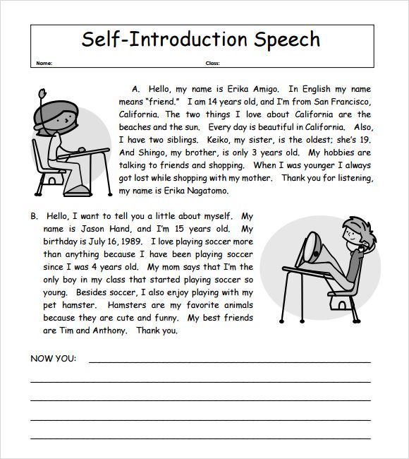 Self Introduction Speech Example