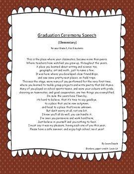 Sample Speech For Elementary Graduation