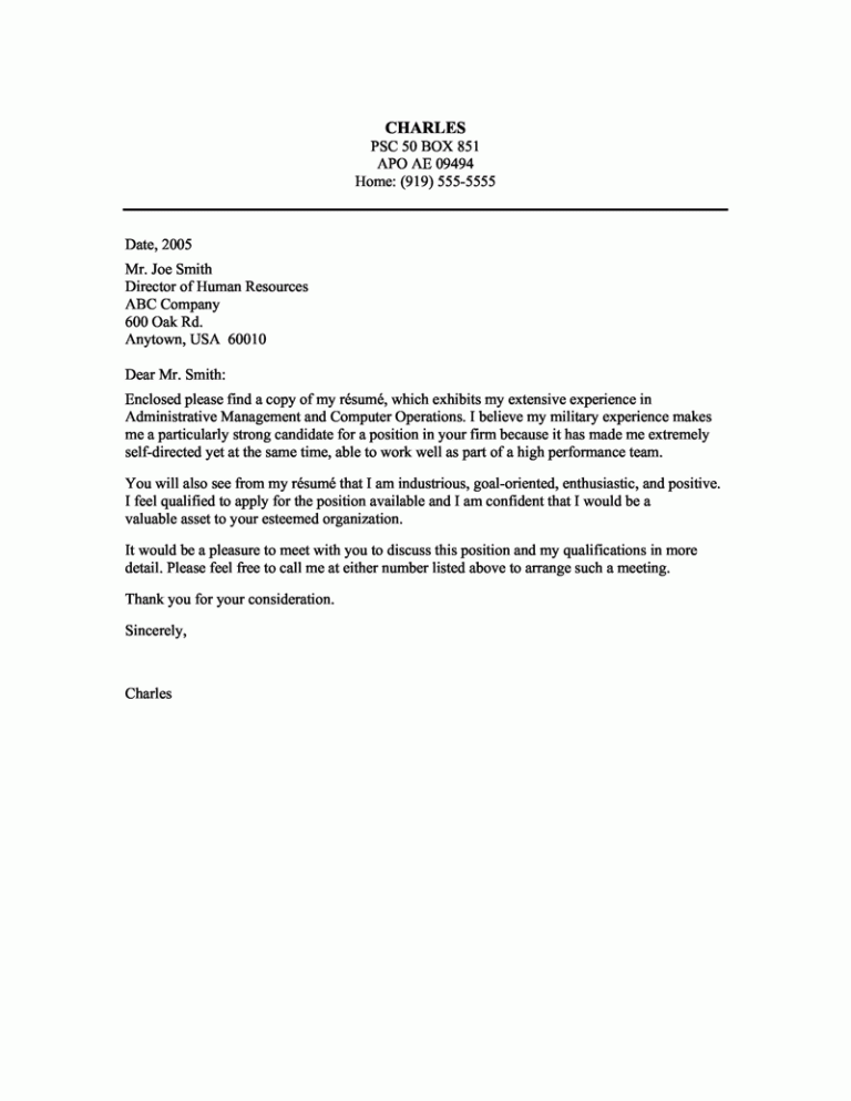 Cover Letter For Administrative Position With No Experience