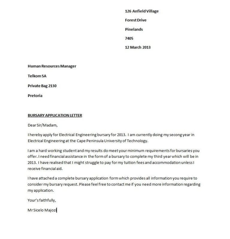 Job Application Letter Format For The Post Of Accountant