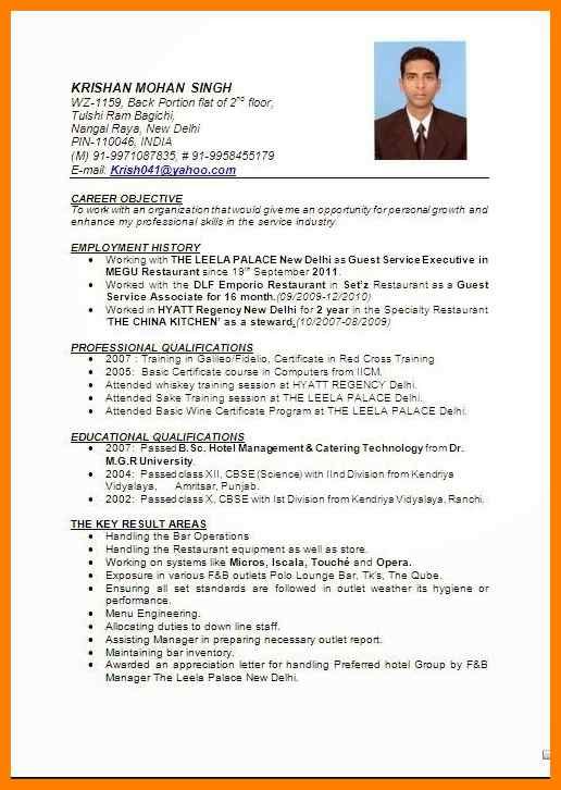 Format Of Resume For Job Application To Download