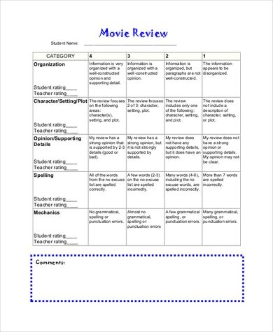 Examples Of Movie Reviews Written By Students Pdf