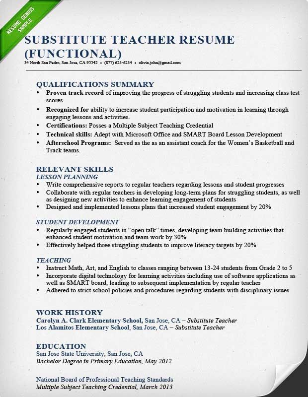 Best Resume Format For Primary Teachers