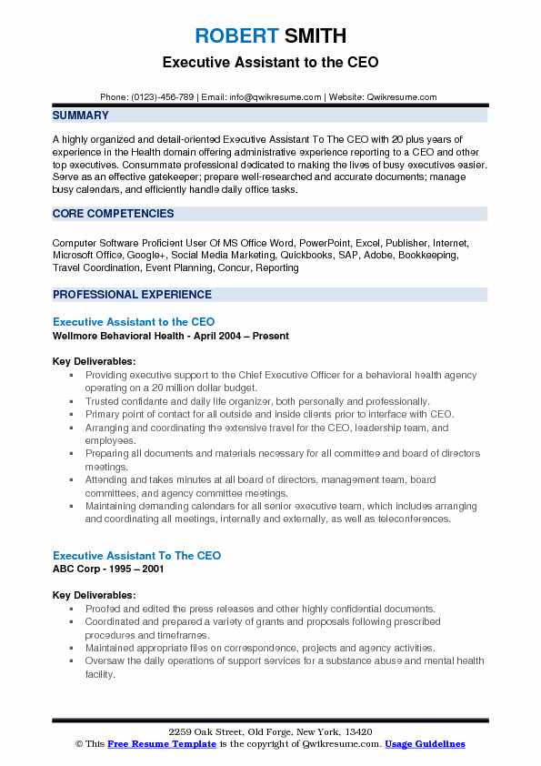 Professional Ceo Resume Template