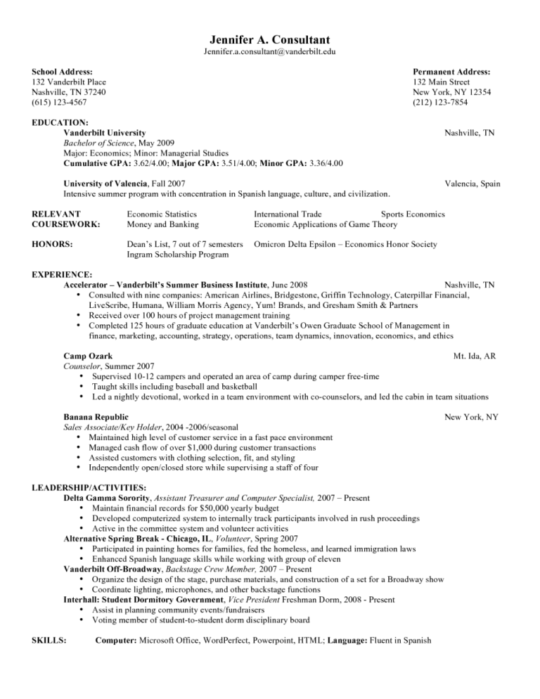 Strategy Consultant Resume Example