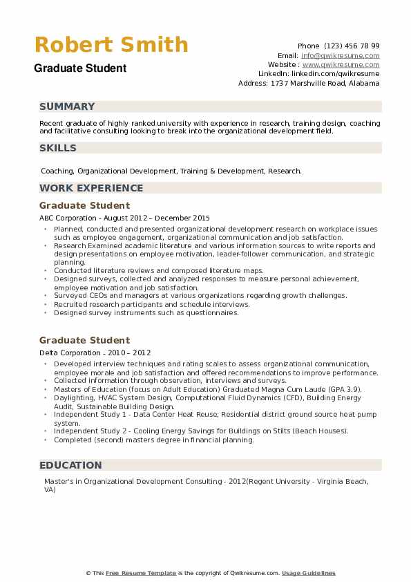 Review Of How To Write A Resume For Graduate Program Ideas