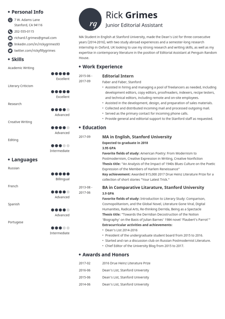 How To Write An Academic Cv Undergraduate