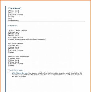 How To Make A Reference List For A Job Interview Resume Layout