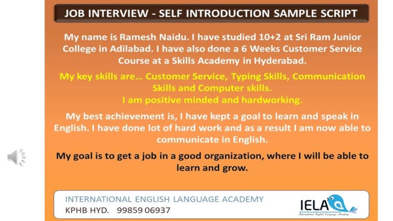 How To Introduce Yourself In Interview Example Answer