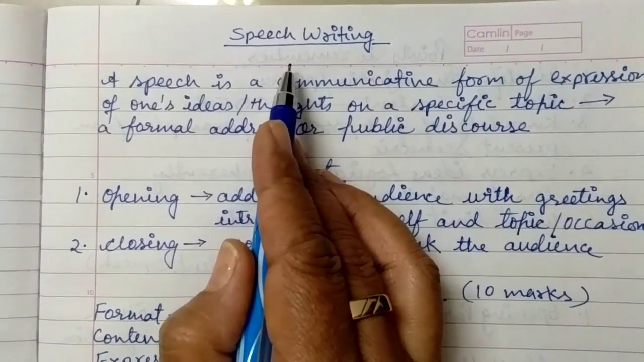 Speech Writing Format Hsc Class 12