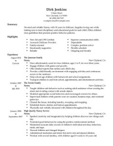 Best Nanny Resume Example LiveCareer