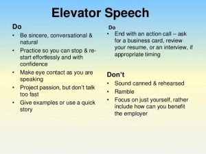 Perfect your Pitch Using an Elevator Speech to Impress
