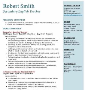Sample Qualifications On Resume For New Graduate English Teacher