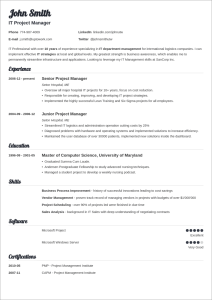 Modern Resume Template Free Online Download