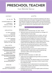 Sample Resume for assistant Teacher In Preschools Of Preschool Teacher