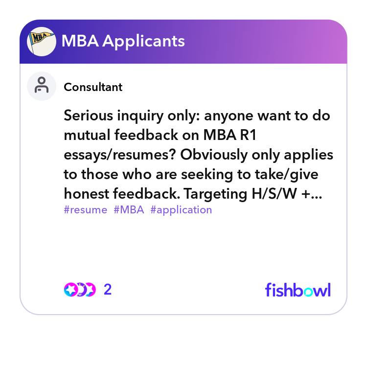 Serious inquiry only anyone want to do mutual feedback on MBA R1