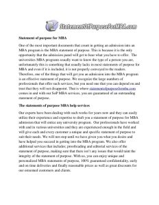 Statement of purpose for MBA
