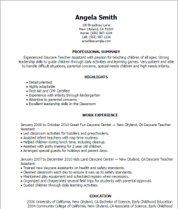 Cv For Teaching Job With No Experience Preschool Teacher Resume