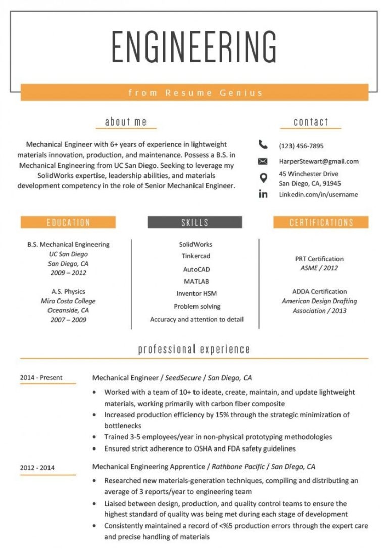 How To Write A Resume For Mechanical Engineering