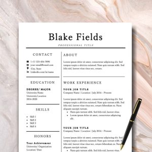 Professional Resume Template word Cover Letter Reference Page CV