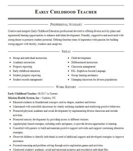 Early Childhood Teacher Resume Example Resumes Misc LiveCareer