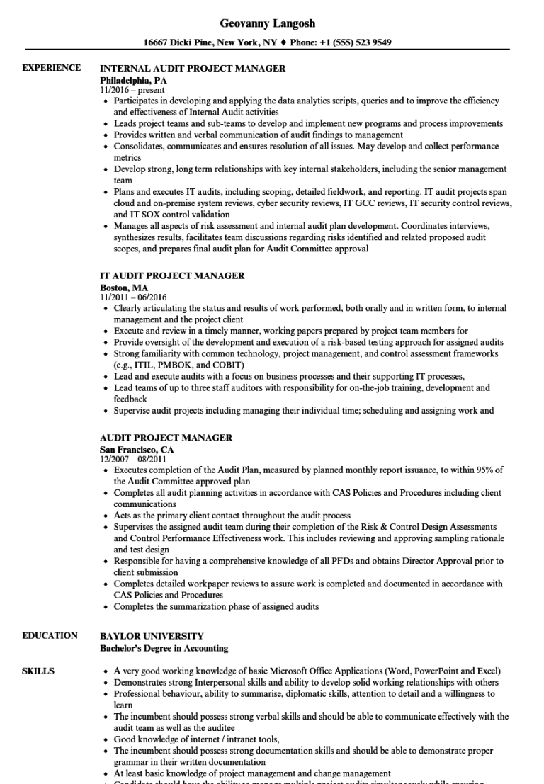 Project Manager Resume Examples 2021