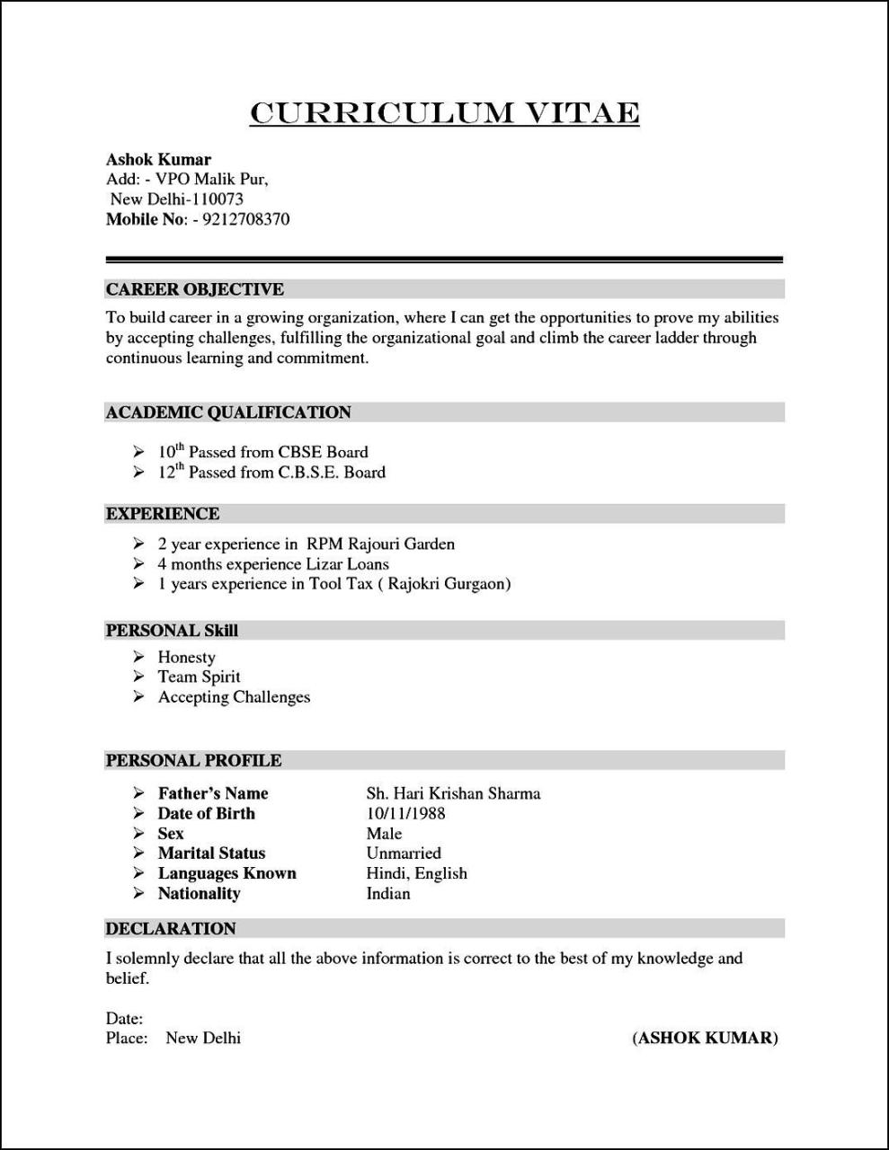 How To Write 10 Months Experience In Resume