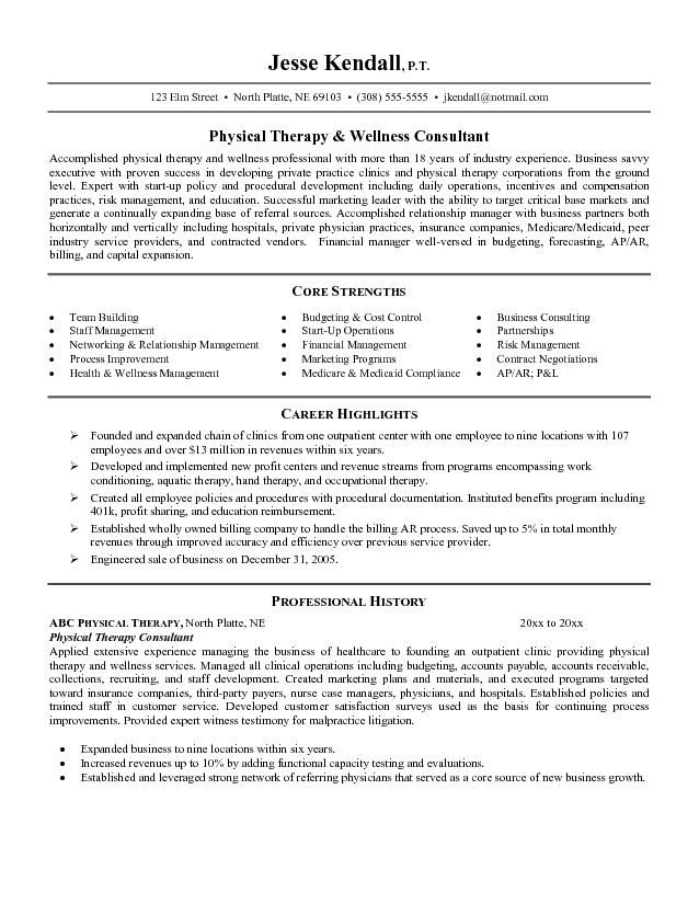 Physical Therapy Cv Examples